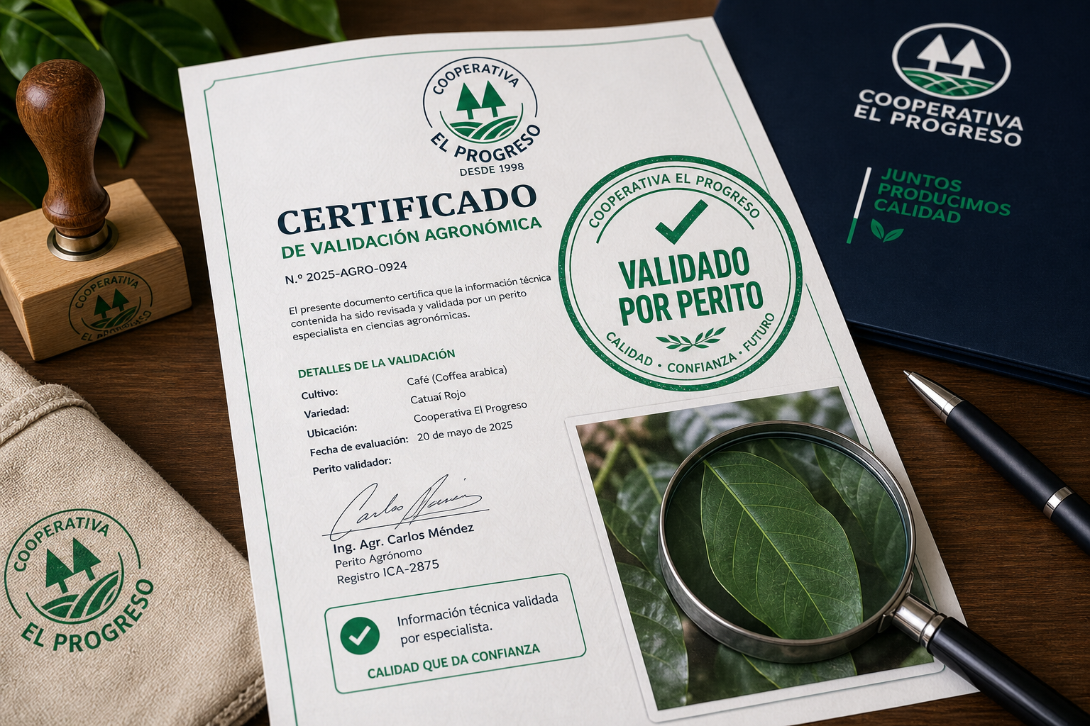 El técnico revisa la foto del agricultor